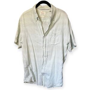 Weatherproof green linen button down shirt